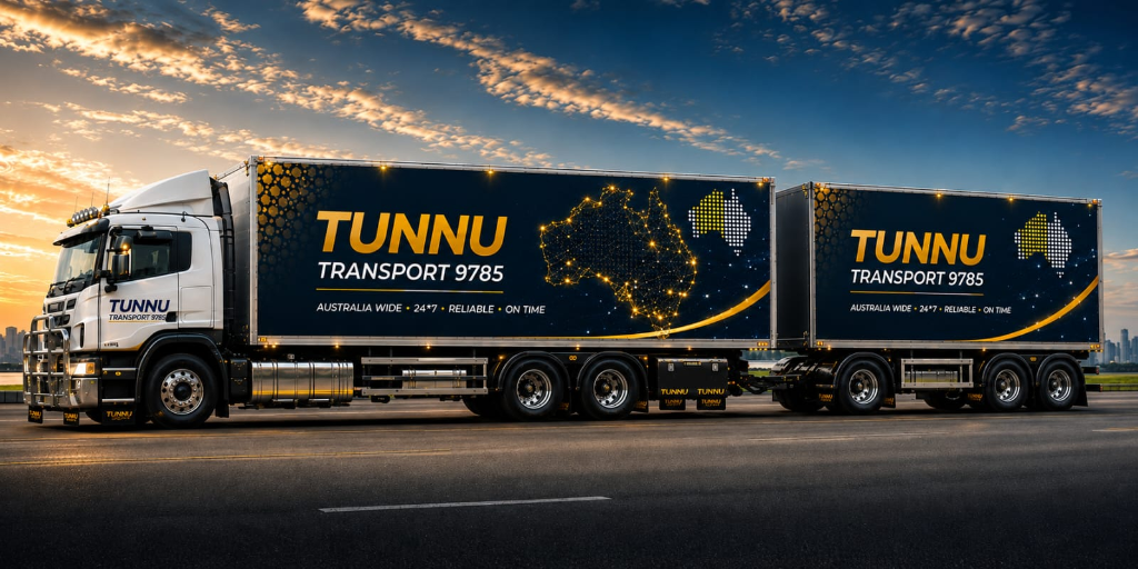 Tunnu Transport 9785 B-Double Sunset Freight Rig — Australia Wide